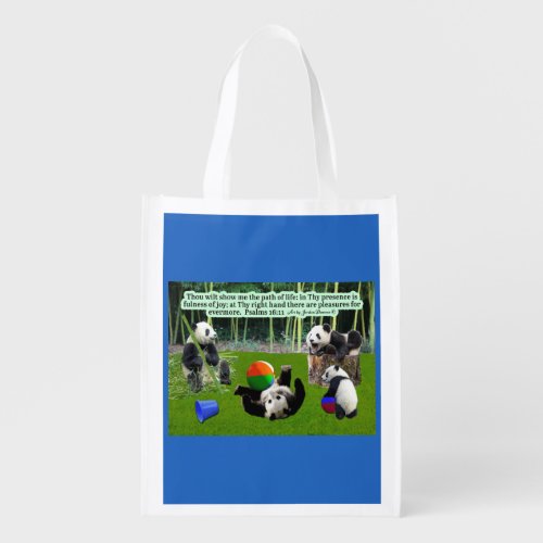 Beautiful Panda Scripture Psalms 1611 Grocery Bag