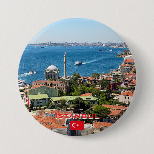 Beautiful panorama of Istanbul travel Button