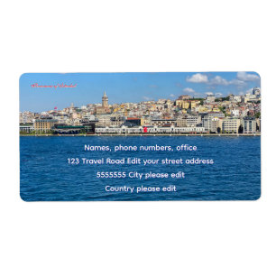 Beautiful panorama of Istanbul travel Label
