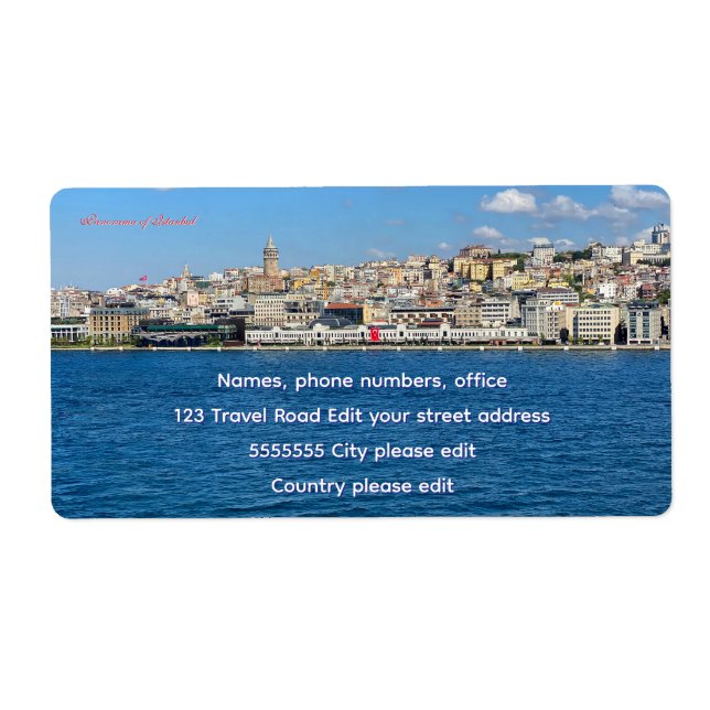 Beautiful panorama of Istanbul travel Label (Front)