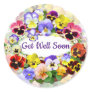 Beautiful Pansies Get Well Wishes Classic Round Sticker