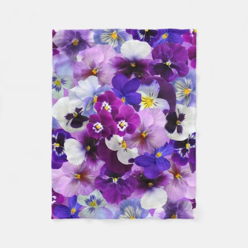 Beautiful Pansies Spring Flowers Fleece Blanket