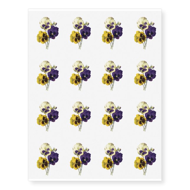 Beautiful Pansy Flower Garden Design Temporary Tattoos (Front)
