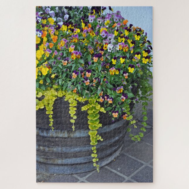 Beautiful pansy planter jigsaw puzzle (Vertical)