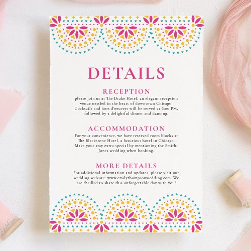 Beautiful Papel Picado Mexican Wedding Details Enclosure Card