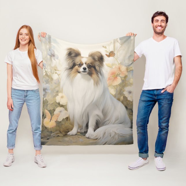 Beautiful Papillon – Bright & Affectionate Fleece Blanket (In Situ)