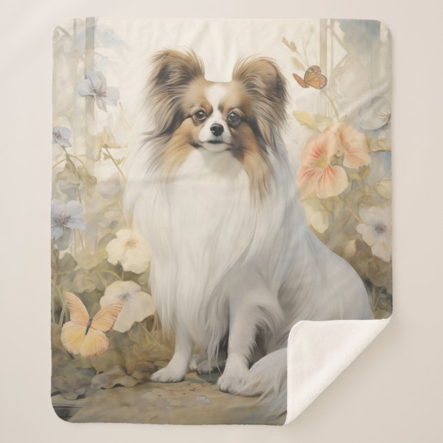 Beautiful Papillon – Bright & Affectionate Sherpa Blanket (Front)