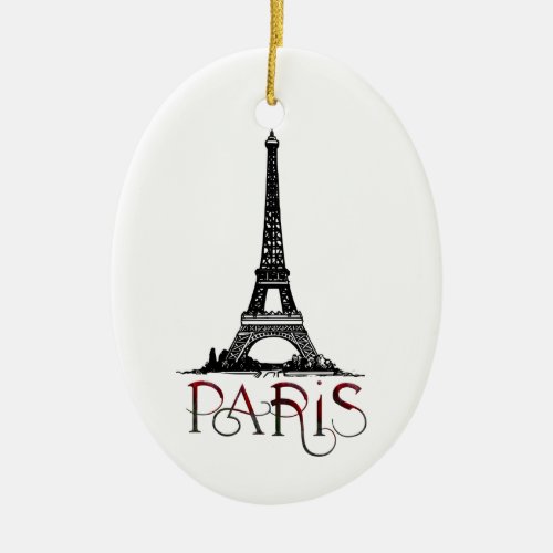 Beautiful Paris Eiffel Tower Vintage Christmas Ceramic Ornament