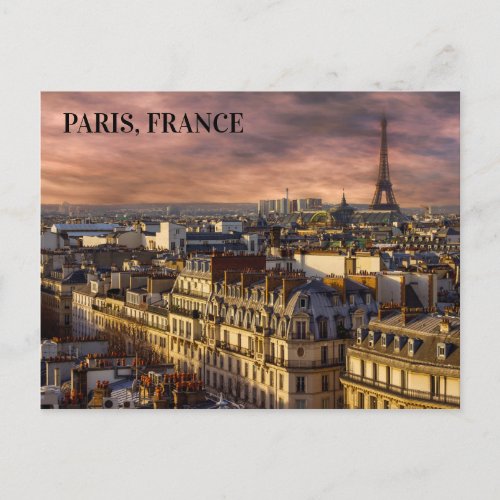 Beautiful Paris France Skyline Eiffel Tower Photo Postcard
