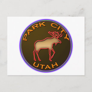 Beautiful Park City Moose Medallion Gear Postcard