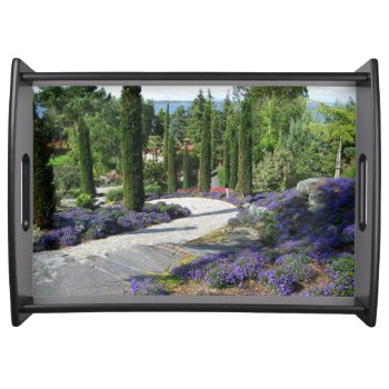 Beautiful Park Path Garden Photo Serving Tray by KreaturFlora at Zazzle