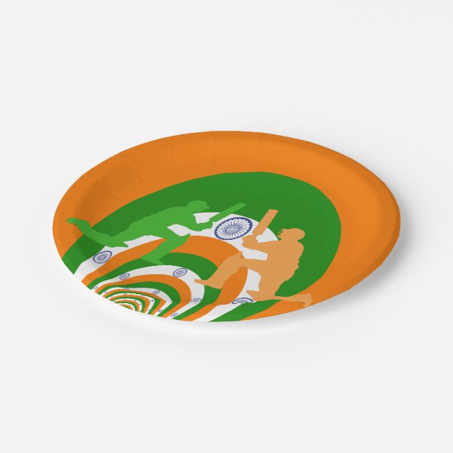 Beautiful Party Cricket India  Paper Plates (Angled)