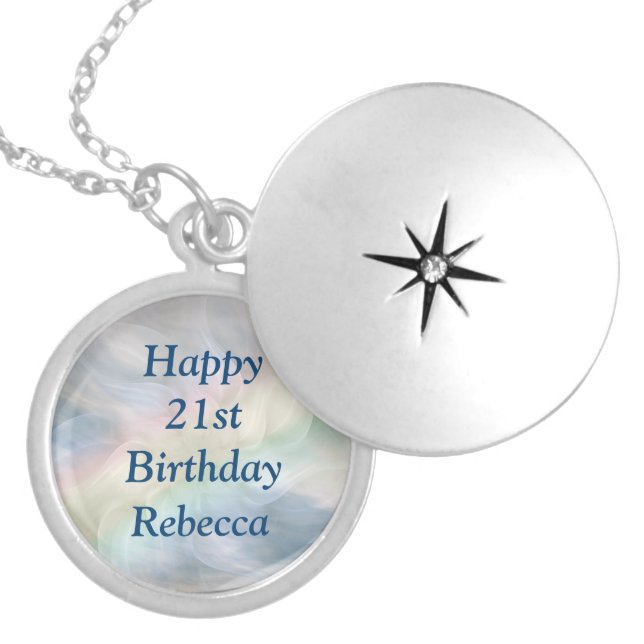Beautiful pastel 21st Birthday design Locket Necklace (Front)