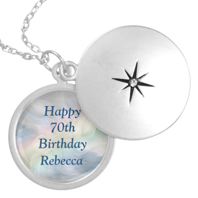 Beautiful pastel 70th Birthday design Locket Necklace (Front)
