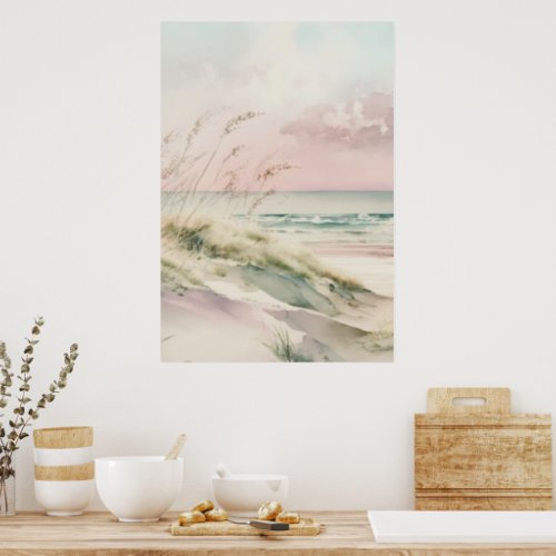 Beautiful pastel beach poster