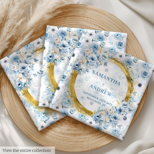 Beautiful Pastel Blue Sparkle Blooms Wedding Cloth Napkin