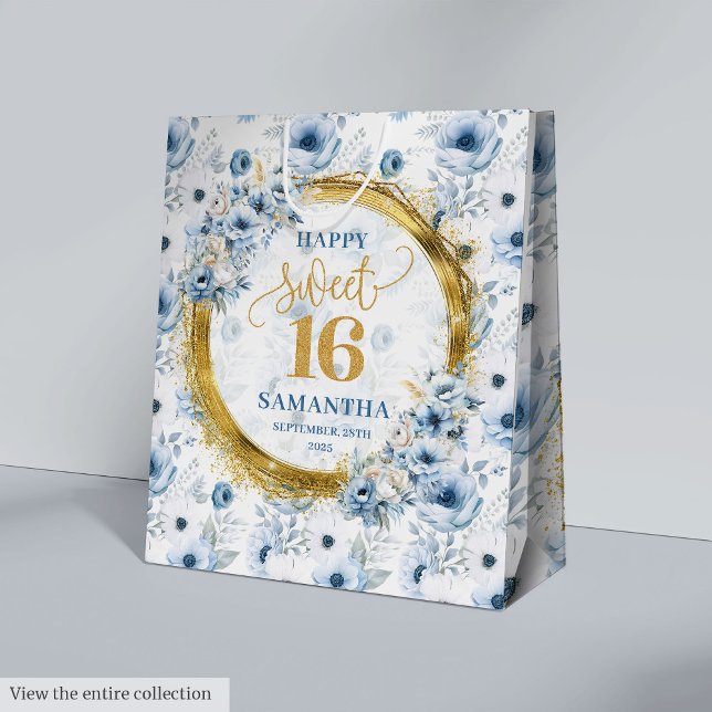 Beautiful Pastel Blue Sweet 16 Gold Glitter Bags (Beautiful Pastel Blue Sweet 16 Gold Glitter Bags)