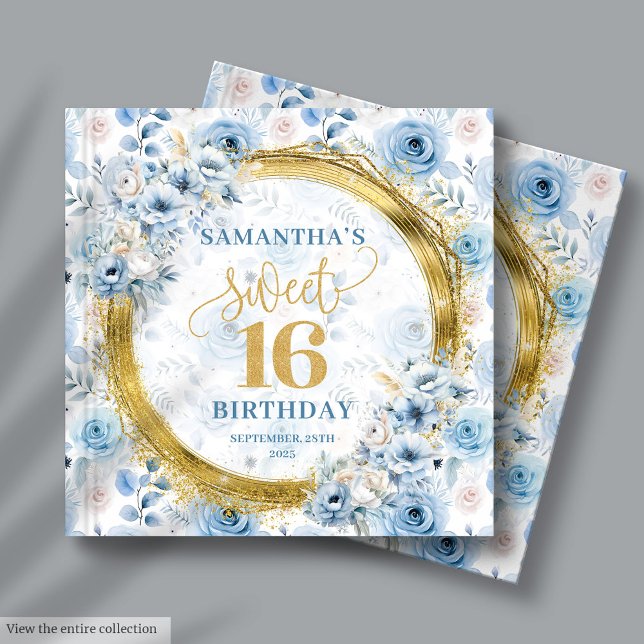 Beautiful Pastel Blue Sweet Sixteen Guest Sign In Guest Book (Beautiful Pastel Blue Sweet Sixteen Guest Sign In Guest Book)