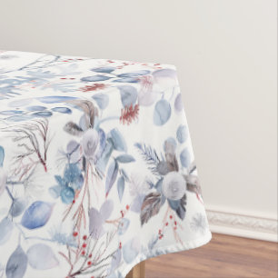 Beautiful Pastel Blue Wnter Floral Tablecloth