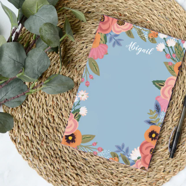 Beautiful Pastel Boho Flowers - Custom Name Post-it Notes | Zazzle