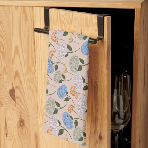 BeautifulPastel color Hydrangea  Wildflower Kitchen Towel