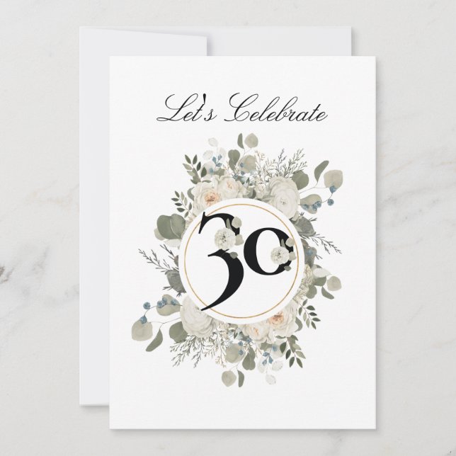 Beautiful Pastel Floral 30th ANNIVERSARY Invitation (Front)
