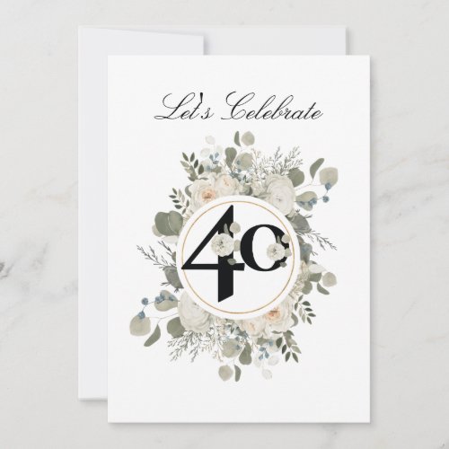 Beautiful Pastel Floral 40th ANNIVERSARY  Invitation