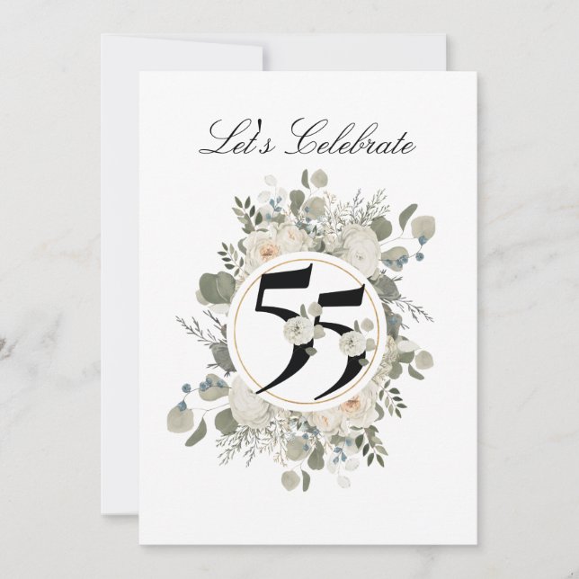 Beautiful Pastel Floral 55th ANNIVERSARY Invitation (Front)