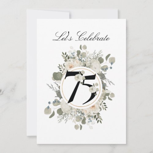 Beautiful Pastel Floral 75th ANNIVERSARY  Invitation