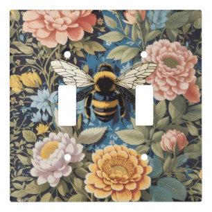 Beautiful Pastel Floral and Bumblebee Light Switch Cover