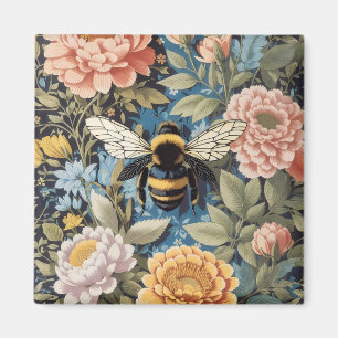 Beautiful Pastel Floral and Bumblebee Magnet