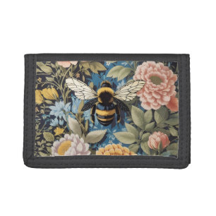 Beautiful Pastel Floral and Bumblebee Trifold Wallet