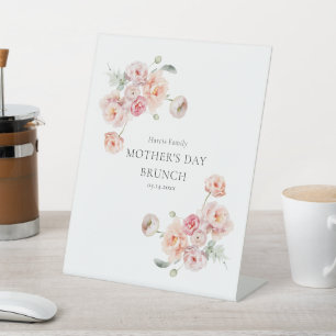 Beautiful Pastel Floral Mother's Day Brunch Pedestal Sign