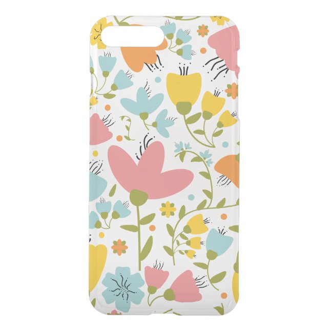 Beautiful Pastel Floral Pink Blue Yellow Uncommon iPhone Case (Back)