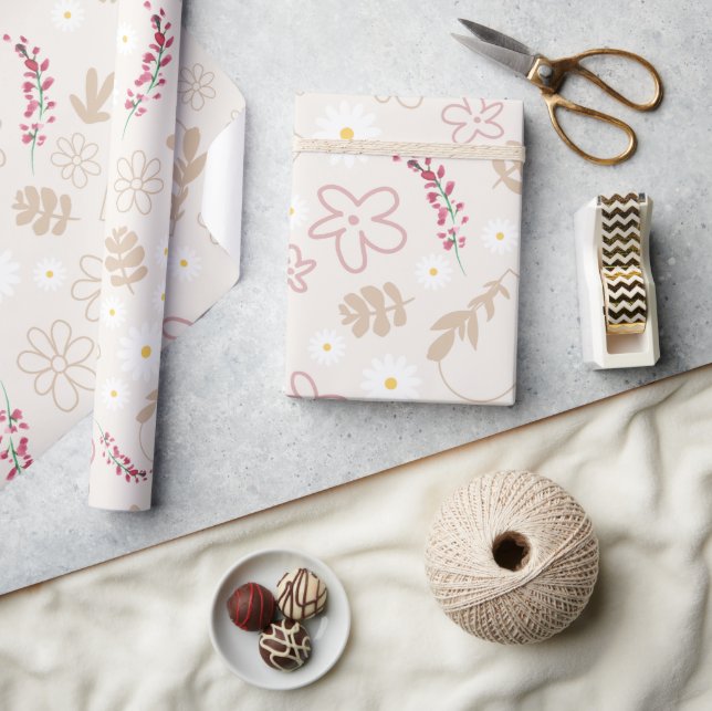 Beautiful pastel floral pink cute 21st birthday  wrapping paper (Crafts)