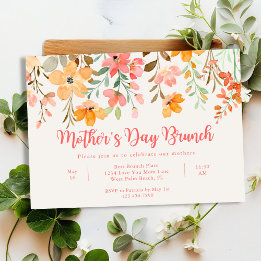 Beautiful Pastel Floral Script Mother's Day Brunch Invitation