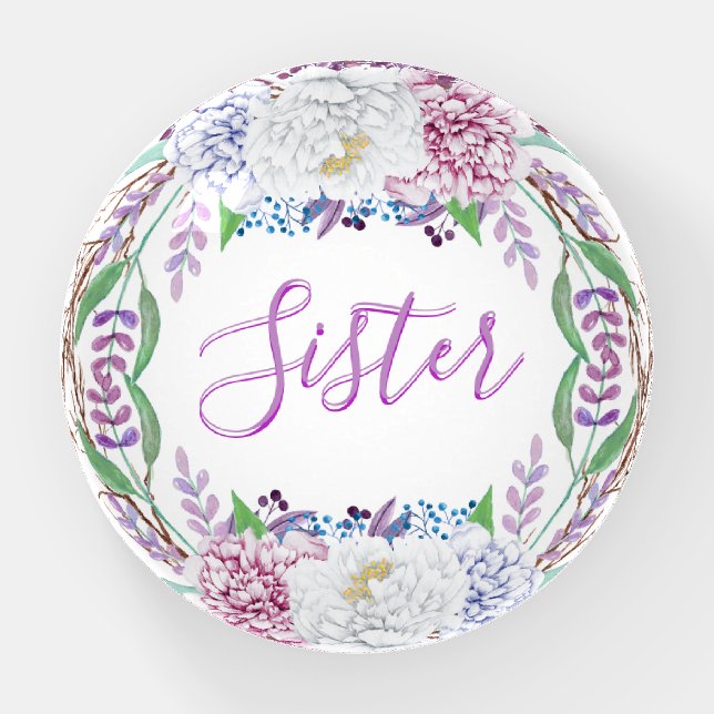Beautiful Pastel Floral Sister Globe Paperweight (Front)