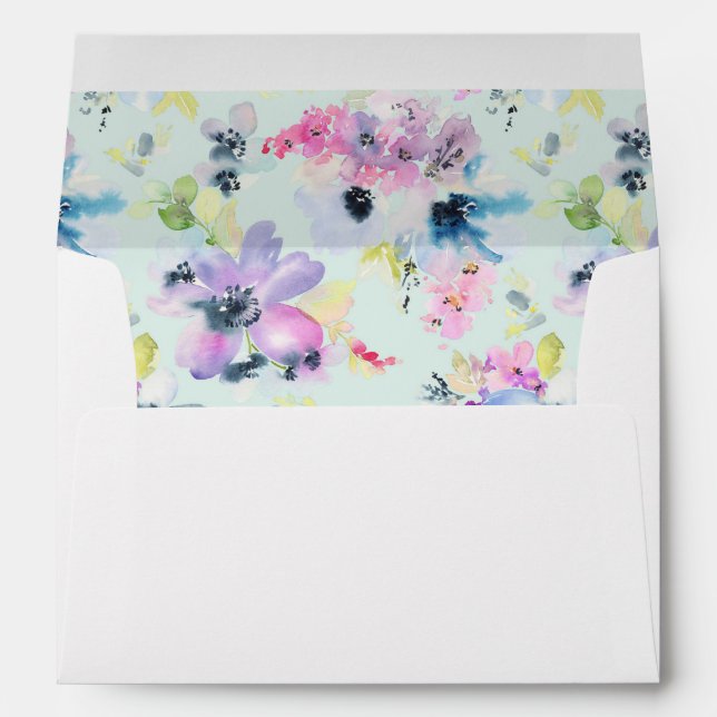 Beautiful Pastel Floral Watercolor -  Wedding Envelope (Back (Bottom))