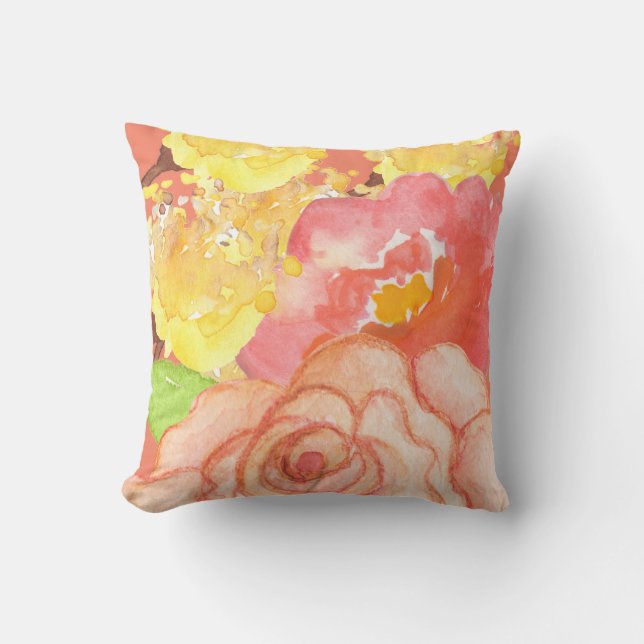 Beautiful Pastel Florals Throw Pillow (Front)