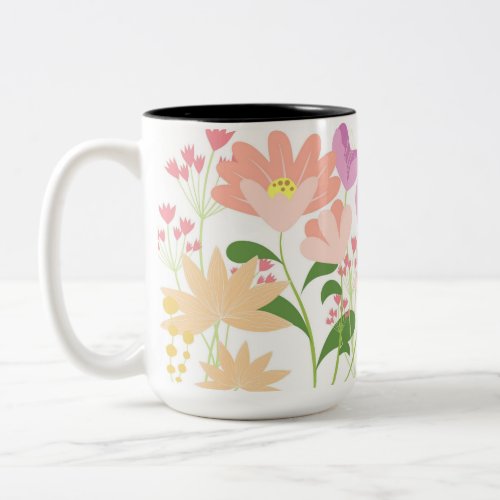 beautiful pastel flower fields Two_Tone coffee mug