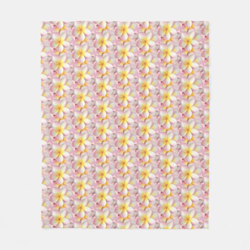 Beautiful Pastel Frangipani Plumeria Flowers Fleece Blanket