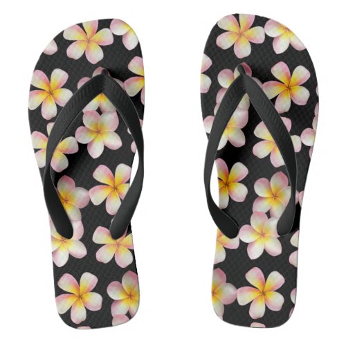 Beautiful Pastel Frangipani Plumeria Flowers Flip Flops