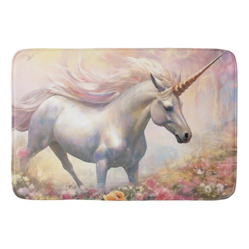 Beautiful Pastel Gold Magical Unicorn Bath Mat