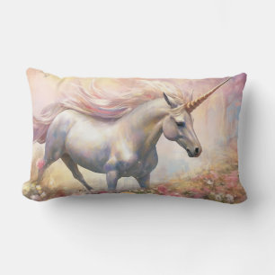 Beautiful Pastel Gold Magical Unicorn Lumbar Pillow
