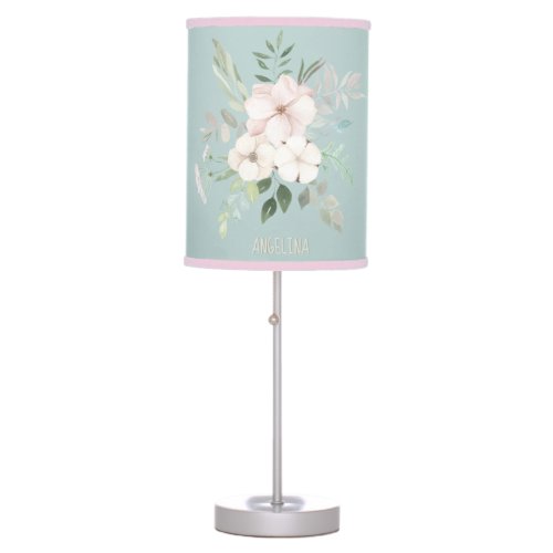 Beautiful pastel green floral arrangement custom  table lamp