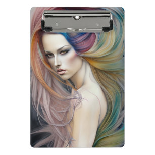 Beautiful Pastel Lady with Long Flowing Hair Tript Mini Clipboard