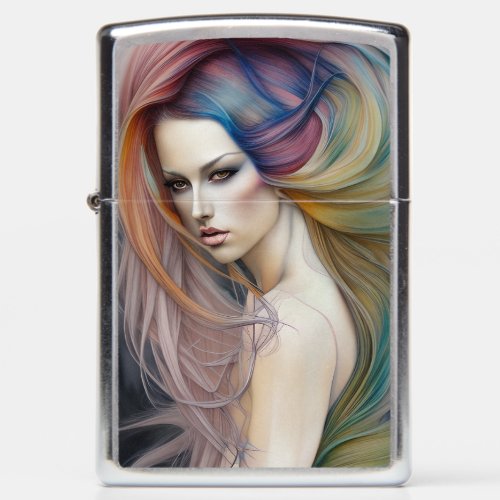 Beautiful Pastel Lady with Long Flowing Hair Tript Zippo Lighter