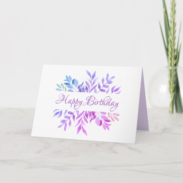 Beautiful Pastel Leaves Happy Birthday Card (Front)