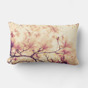 Beautiful pastel magnolia flower lumbar pillow