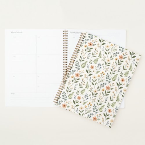 Beautiful Pastel Neutral Soft Colors Wildflowers Planner